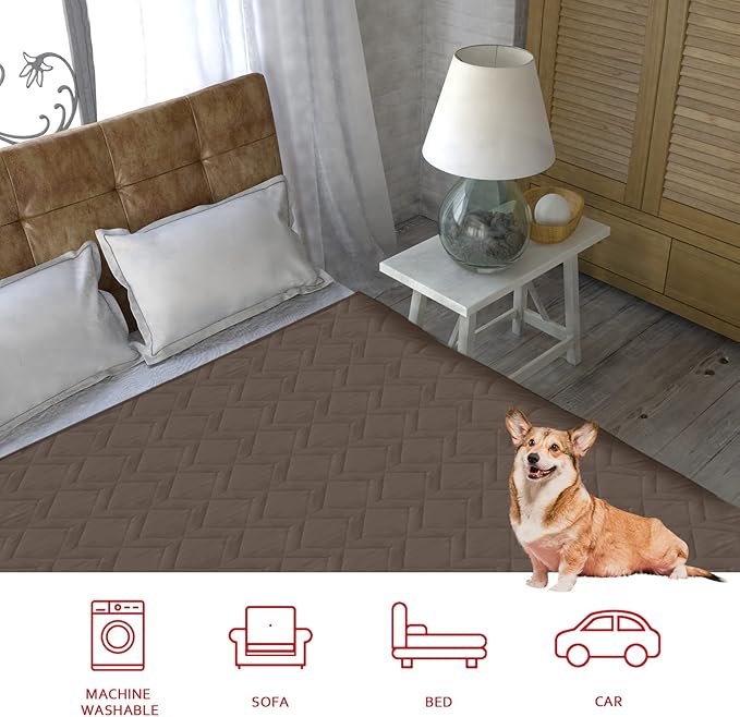 Moonsea Waterproof Blanket Dog Bed Cover with Non-Skid Bottom, Couch Cover for Dogs, Mattress Protector Furniture Protector, Bed Couch Sofa(52" X 82"), Chocolate - Image 7