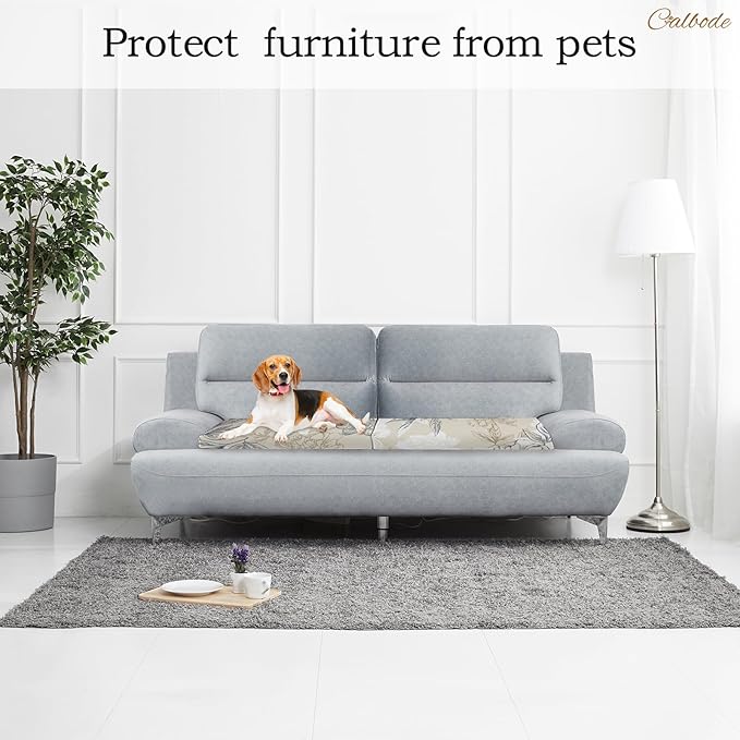 8Pcs Outdoor Stretch Cushion Covers,Waterproof Outdoor Chair Floral Cushion Covers for Patio Furniture, Washable Beige Couch Covers Replacement for Patio Furniture - Image 7