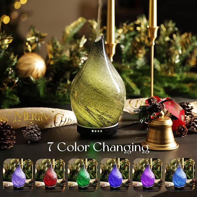 Porseme 150ml Essential Oil Diffuser Glass Color Changing Aroma Air Diffusers Aromatherapy Ultrasonic Cool Mist Humidifier 6 Running Hours Waterless Auto-Off for Sleeping Yoga Office Spa (Obsidian) - Image 2