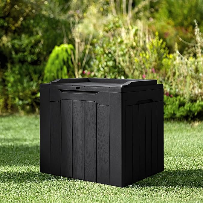 JUMMICO 31 Gallon Resin Deck Box Waterproof Indoor Outdoor Storage Boxes for Patio Furniture Cushions and Garden Tools (Black) - Image 5