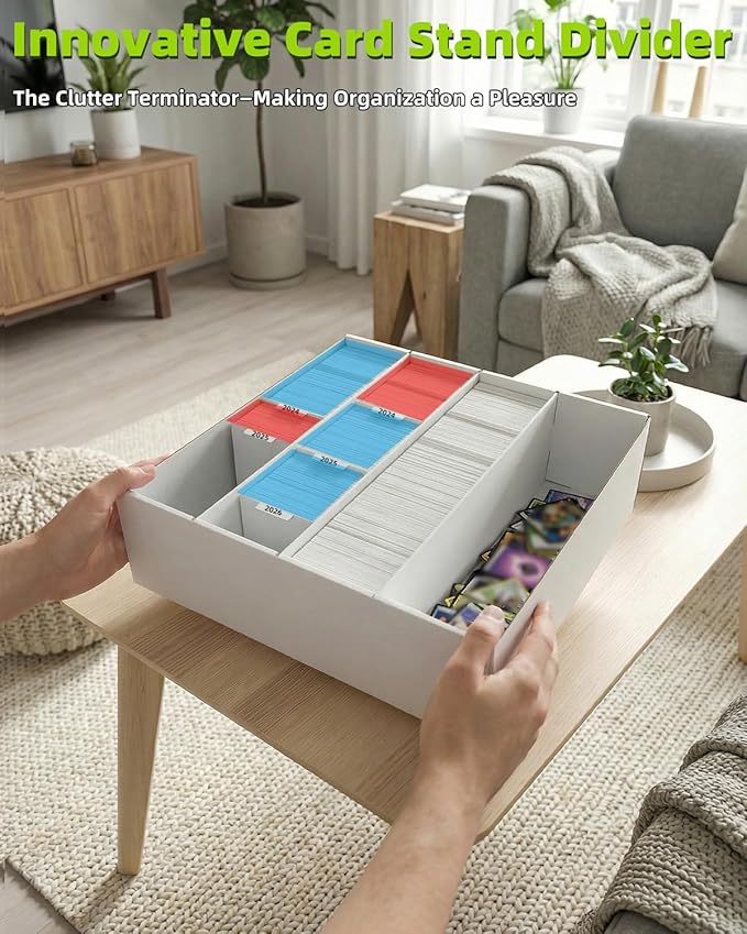 Trading Card Storage Box with 4 Cards Stoppers, 3200 Count Cardboard Storage Box for Sports, Tcg, Mtg, Standard Card, Bulk Collectible Trading Cards (1-Pack) - Image 2