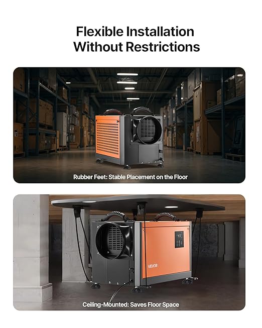 VEVOR 70 Pints Commercial Dehumidifier with Pump, Portable Crawl Space Dehumidifiers for Basement Storage Room Industrial, Auto Defrost/Drainage, Heavy-duty Galvanized Steel, with 2 Drain Hoses - Image 5