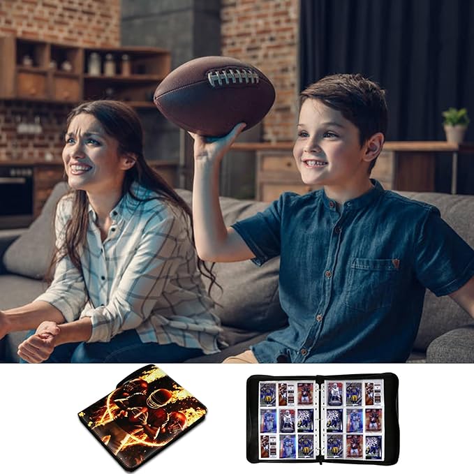 Football Card Binder, 2025 Sports Trading Card with Sleeves Holder Album, 900 Pockets Rugby Card Holder Sheets Display Storage Protectors for Collectors Boys and Girls Gift - Image 5