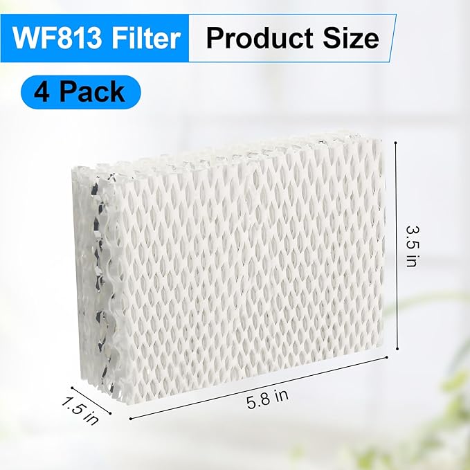 WF813 Humidifier Filter Replacement for Equate EQWF813/EQ-2119-UL, Relion RCM-832/RCM-832N, Procare PCWF813/PCCM-832N Cool Mist Humidifier Wick Filters 4 Pack - Image 2