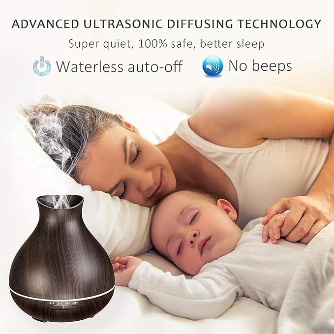 BZseed Aromatherapy Essential Oil Diffuser, 550ml Ultrasonic Fragrant Oil Large Room Humidifier, Diffusers for Home with Timer and Waterless Auto-Off, 7 Color LED Lights,Cool Mist Humidifiers - Image 2