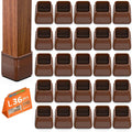 BAIPOK 36Pcs Chair Leg Floor Protectors, Square Silicone Chair Leg Protectors for Hardwood Floors, Felt Furniture Pads Chair Sliders, Chair Leg Covers, Reduce Noise & No Scratch, Brown, Large by BAIPOK