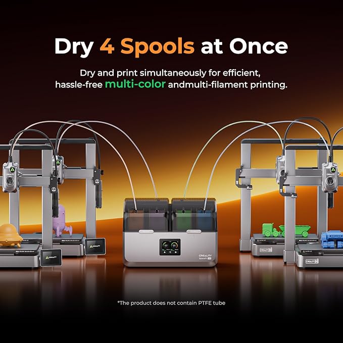 Creality Space Pi X4 Filament Dryer, 4 Spools 3D Printer Filament Dryer Box with 360° Hot-Air Circulation, Dual Independent Heating Chambers for 1.75/2.85mm PLA, PETG, ABS, Nylon - Image 2