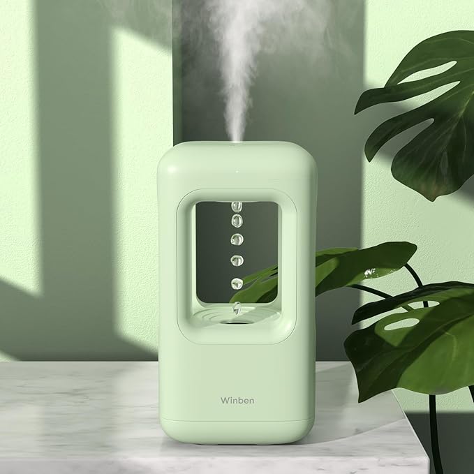 Green Mini Humidifiers for Bedroom & Plants - Small Desktop Humidifier, Portable Cool Mist for Nightstand, Desk, Indoor Plants - Quiet Personal Humidifier (0.6L, Auto Shut-Off) - Image 2