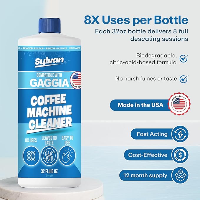 Descaling Solution Compatible with Gaggia | Free Cleaning Cloth | 12 Month Supply | Made in the USA | Descaling Kit for all Gaggia Machines | 32 Oz | Coffee Machine Cleaner for Espresso Makers - Image 5