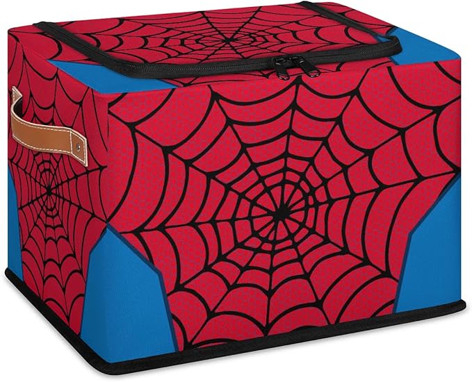 Storage Bin, Collapsible Fabric Storage Boxes with Lids for Organizing, Red Spider Web Stackable Closet Organizers and Storage Cube Basket for Home, Office, Bedroom (2 PACK) - Image 2