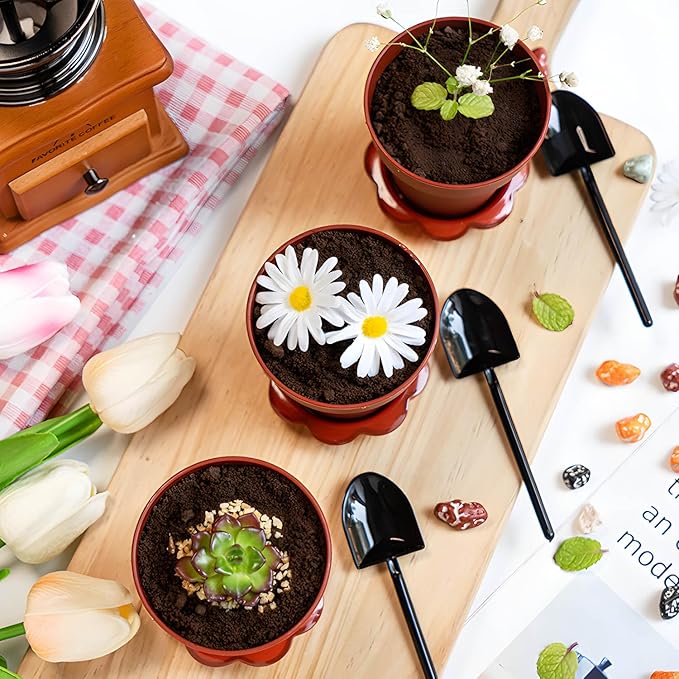 20 Pcs Nursery Pots with Humidity Dome, Cupcake Plant Nursery Pots with Bring A Plate and Shovel, Planting Cups for Seeds for Indoor Gardening and Plant Propagation - Image 2