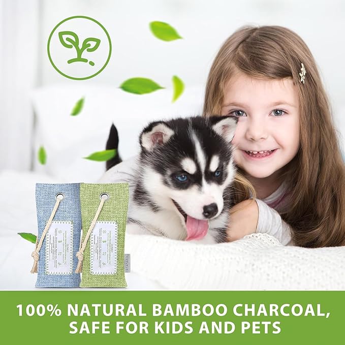 CLEVAST Activated Bamboo Charcoal Odor Absorber - 6 x 60g Air Purifying Bags, Natural Bamboo Charcoal Fresh Odor Moisture Eliminator, Deodorizer for Home, Closet, Shoe, Car Air freshener - Image 5