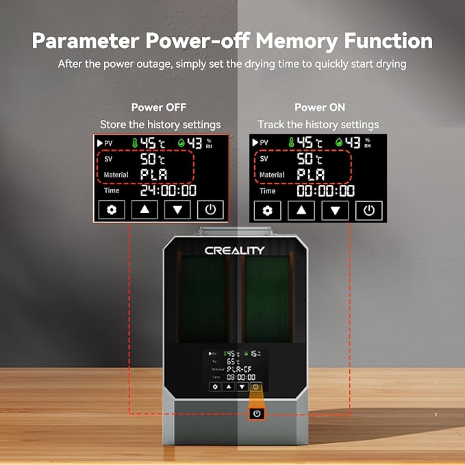 CREALITY Space Pi Filament Dryer Plus – Dual Spool 360° Hot-Air Circulation, One-Key 2 Spools Filament Storage Box, 160WPTC Fast Heating, 4'' LCD Touch Screen for 1.75/2.85mm PLA, PETG, ABS, Nylon - Image 6