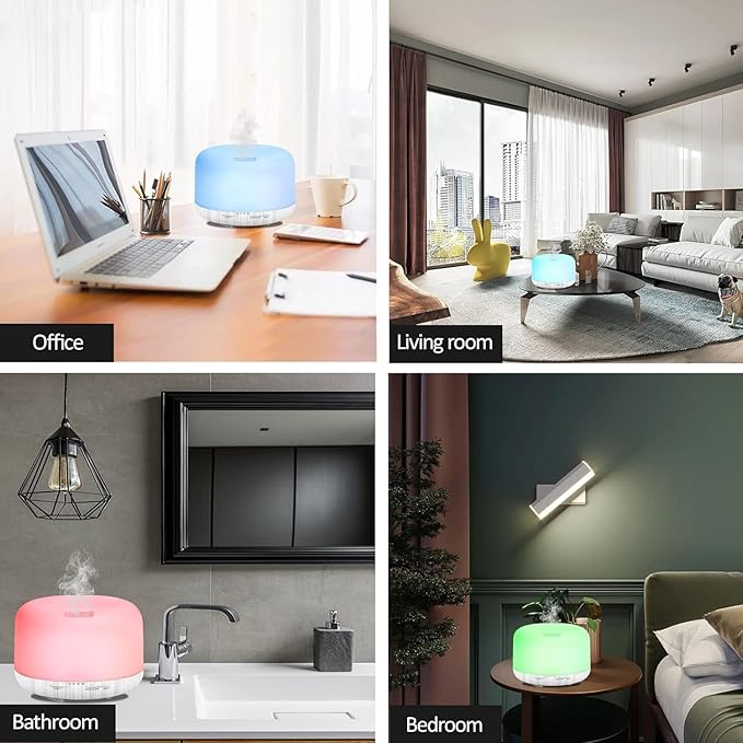 Humidifiers for Bedroom Large Room Home Baby Kids Whole House Hotel Office Desk Plant,500ml Portable Aromatherapy Essential Oil Diffuser Cute Ultrasonic Cool Mist Humidifier with Light Remote - Image 5