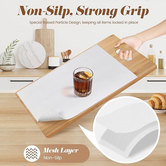 Drawer Shelf Liner for Kitchen Cabinets Non-Adhesive, Non Slip Shelf Paper Waterproof Thickened Cabinet Liners for Shelves, Strong Grip Mats for Cupboard, Dresser, Pantry, White, 12 in x 30 FT - Image 2