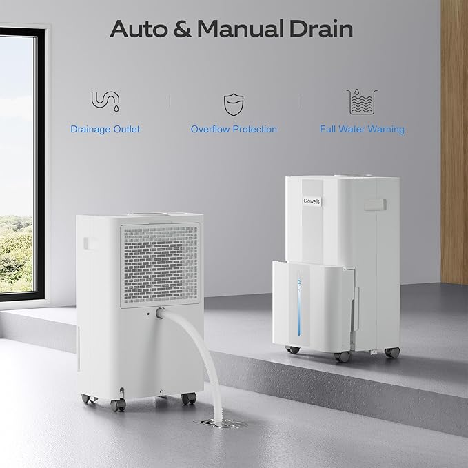1600 Sq.ft Dehumidifiers for Home, Glowells 21 Pints Dehumidifier with Drain Hose for Basement, Smart Humidity Control Moisture Removal, 3 Operation Modes for RV, Bathroom, Bedroom - Image 5