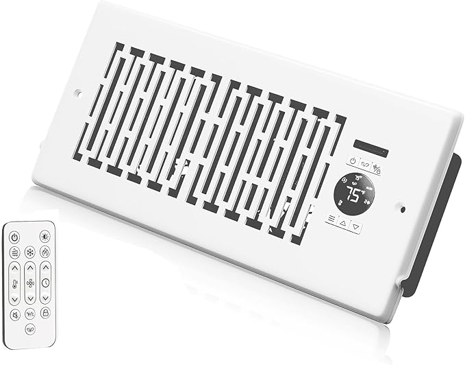 Smart Register Booster Fan Fits 4" x 10", 10-Speed Quiet AC Vent Fan with Thermostat Control for Heating Cooling by MOTCTQVD