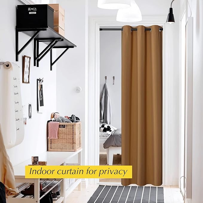 NICETOWN Thermal Insulated Door Curtains for Doorway Divider, Privacy Covering Blackout Light Blocking Curtain for Bedroom Closet/Sliding Glass Patio, 42" W x 80" L, Gold Brown, 1 Panel - Image 2