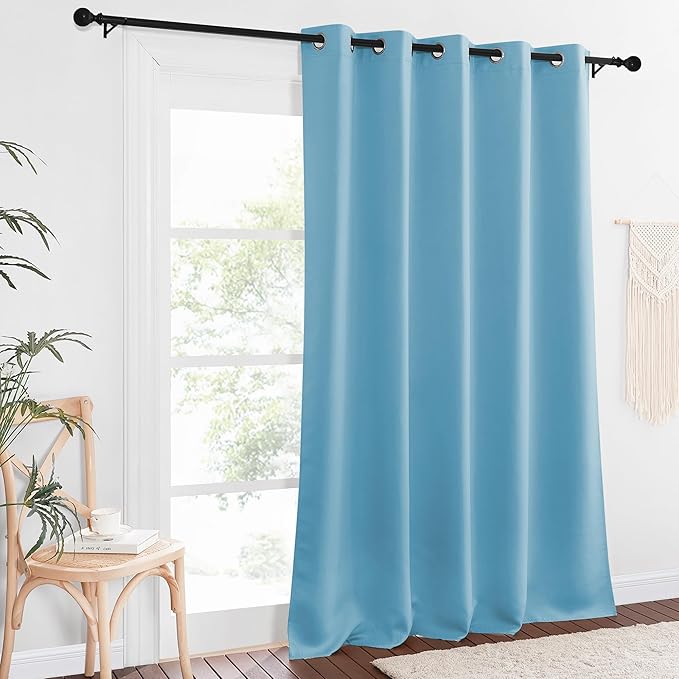 NICETOWN Patio Blackout Curtain Panels - Extra Wide Sliding Door Thermal Insulated Drape, Privacy Room Divider Curtain for Bedroom Office (Teal Blue, 66 x 118 Inch Long) - Image 8