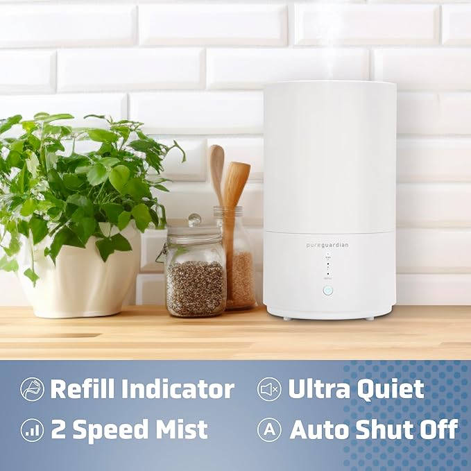 PureGuardian 30-Hour 0.80 Gal. Top Fill Cool Mist Ultrasonic Humidifier for Home with Aromatherapy Tray, Covers 320 Sq. Ft, White, H950AR (Pack of 2) - Image 3