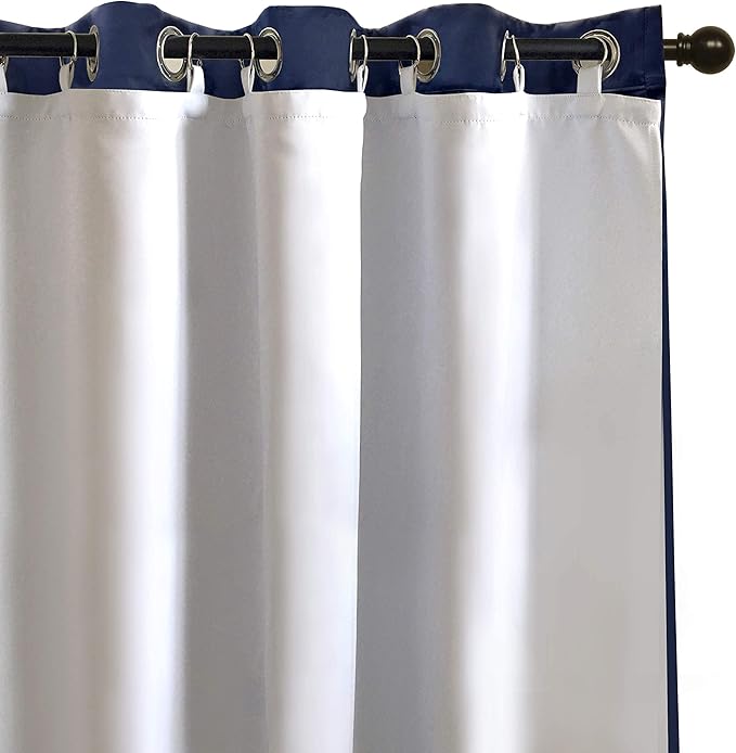 DriftAway Thermal Insulated 100 Percent Darkening Blackout Curtain Liner 2 Panels Each Liner Size 50 Inch by 92 Inch Rings Included Off White Panel by DriftAway