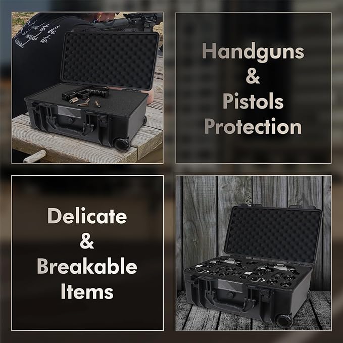 Camera Hard Case Dry Box With Foam & Stretchable Handle With Wheels | Gun Safe for Handgun, Equipment, Pistol | Large Waterproof Case - Image 7