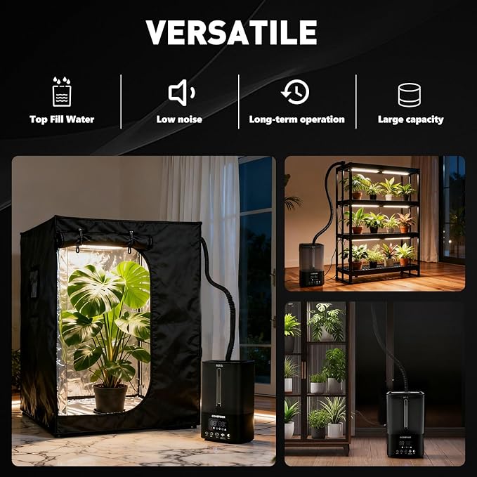 Coospider 5L Humidifier for Indoor Plants, Top Fill Humidifier for Grow Tent, Cool Mist Humidifiers with Timer & Humidity Control, Quiet Fogger for Plants, Mushroom, Greenhouse, Terrarium, Bedroom - Image 3