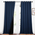 NICETOWN 100% Blackout Blinds, Laundry Room Decor Window Treatment Curtains, Thermal Insulated Energy Smart Drapes and Draperies for Villa, Hall and Studio, Navy Blue, Set of 2, 62 inches x 95 inches by NICETOWN