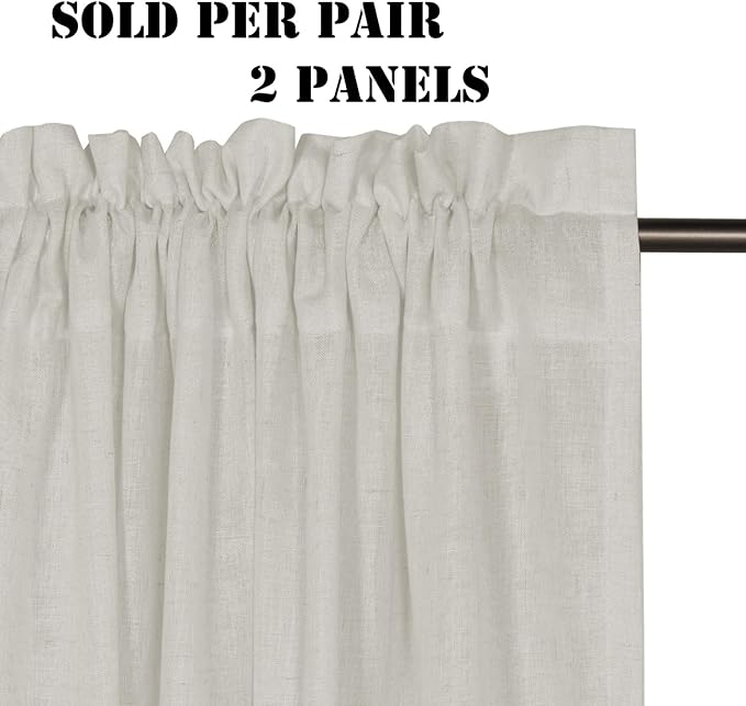H.VERSAILTEX Linen Curtains Elegant Natural Linen Semi Sheer Curtains Energy Light Filtering Rod Pocket Window Treatments Panels for Living Room (Set of 2, Pale Oak, 52 inch W X 108 inch L) - Image 2