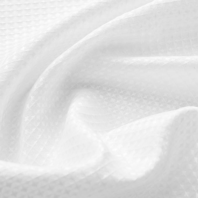 Home Queen White Waffle Bathroom Window Curtains, Water Repellent Rod Pocket Short Kitchen Drapes for Small Window, 2 Panels, 36 W X 36 L Inch Each - Image 9