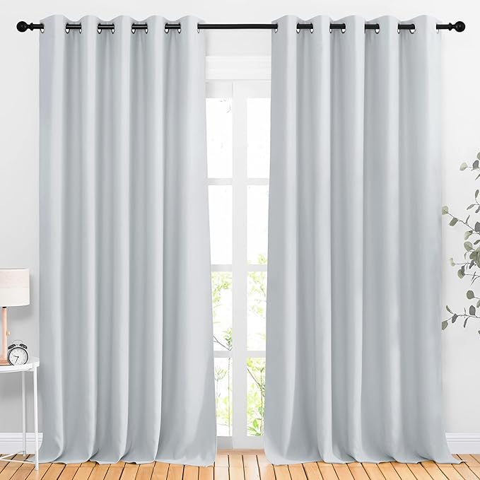 NICETOWN Patio Door Curtain Vertical Blinds, Grommet Room Darkening Curtain Thermal Drape Extra Long Sound Dampening for Living Room/Bedroom (Greyish White, W66 x L102, 1 Panel) by NICETOWN