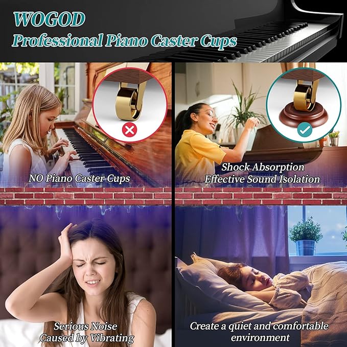 Piano Caster Cups - Upright Piano Wheel Floor Protectors Piano Coasters .Set of 4 - Image 7