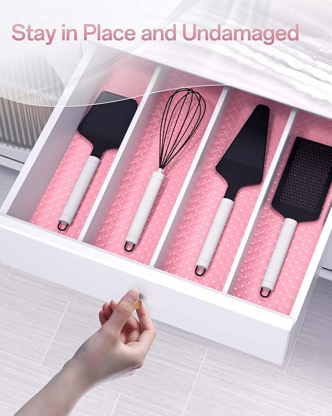 Shelf and Drawer Liner for Kitchen Cabinet, Non-Adhesive 24in x 240in Waterproof Contact Paper Refrigerator Liners Thickened Durable EVA Material Non Slip Mat for Dresser Cupboard Pantry Protector - Image 8