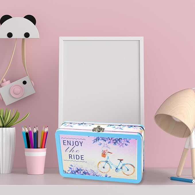 DAHO Metal Storage Box with Hinge for Office, School, Home, Makeup, Arts & Crafts and Accessories (Enjoy the Ride) - Image 6