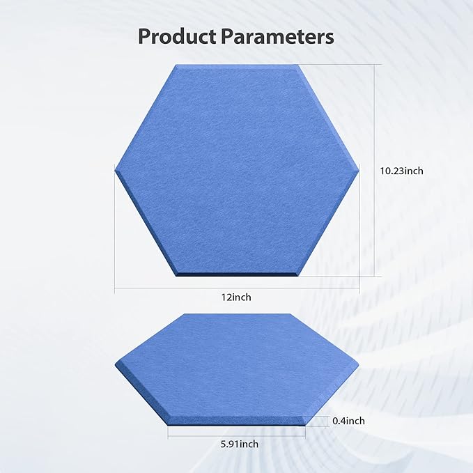 12 Pack Acoustic Panels Self Adhesive Sound Proof Foam, High Density Sound Acoustic Foam Panel, 12X10.23X0.4 Inch Hexagon Wall Panels in Home,Office,Reccording Room,Studio(Sky Blue) - Image 6