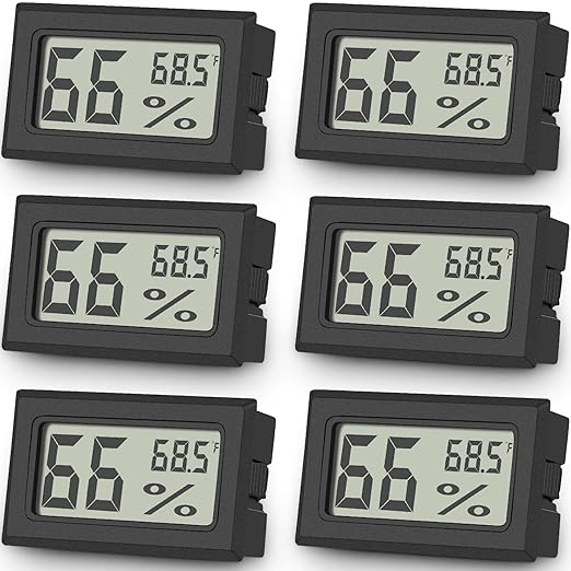 Vaikby 6-Pack Mini Digital Thermometer Hygrometer, Indoor Humidity Monitor, Temperature Humidity Gauge Meter with Fahrenheit (℉) for Greenhouse, Garden, Cellar, Closet, Fridge by Vaikby