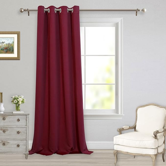 MYSKY HOME Blackout Curtain, 1 Panel (52 x 95 Inch, Burgundy) for Bedroom, Living Room, Room Darkening, Privacy, Triple Weave Thermal Insulated Curtain with Grommet Top Style - Image 8