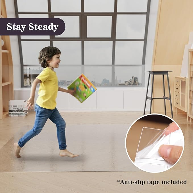 3'×10' Frosted Clear Vinyl Runner Rug for Hallway, Waterproof No Spill Plastic Floor Runner Mat for Kitchen, Anti-Scratch Indoor Outdoor Floor Mat for Entryway, High Traffic Area - Image 5
