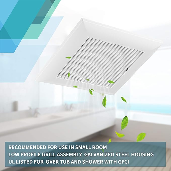 Tech Drive Very Quiet Bathroom Exhaust Fan - 80 CFM, 1.5 Sone, No Attic Access Needed, Energy Star Certified, Easy to Install,4-Inch Duct, Ceiling Mounted for Bathrooms Up to 85 Sq. Ft - Image 5