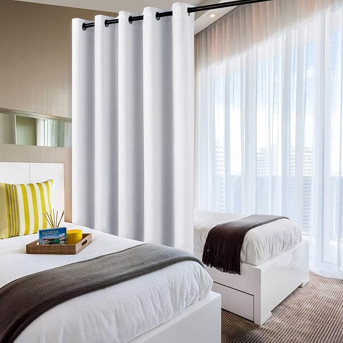 DWCN Room Divider Curtain - Extra Wide Blackout Curtain for Sliding Glass Door, Living Room, Bedroom Partition and Shared Office Space, 1 Grommet Curtain Panel, 5ft Wide x 7ft Tall, Greyish White - Image 5
