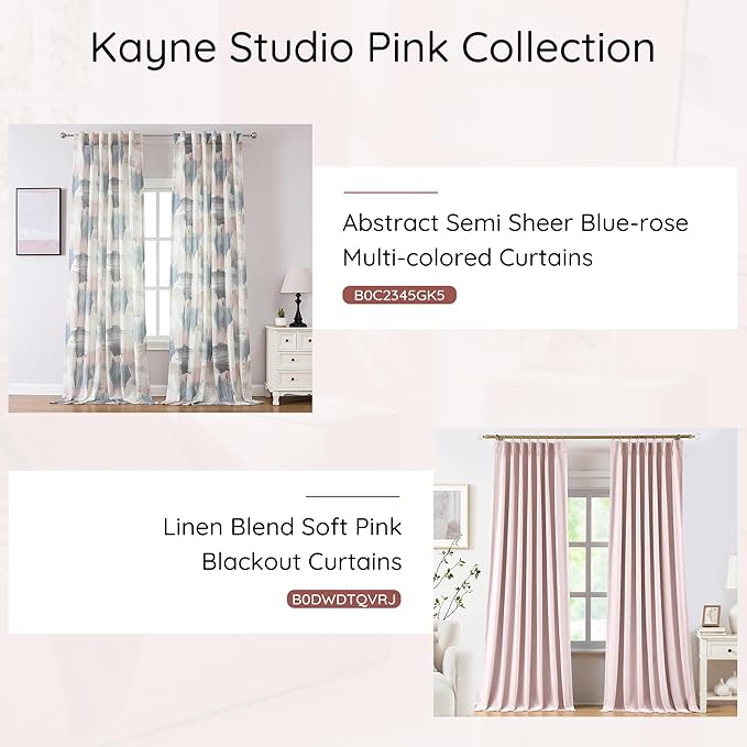 Kayne Studio Soft Pink Pinch Pleated Full Blackout Curtains, Linen Blend Room Darkening Thermal Insulated Soundproof Drapes 108 Inch Back Tab Window Curtains for Living Room Bedroom(2 Panels,40"x108") - Image 7