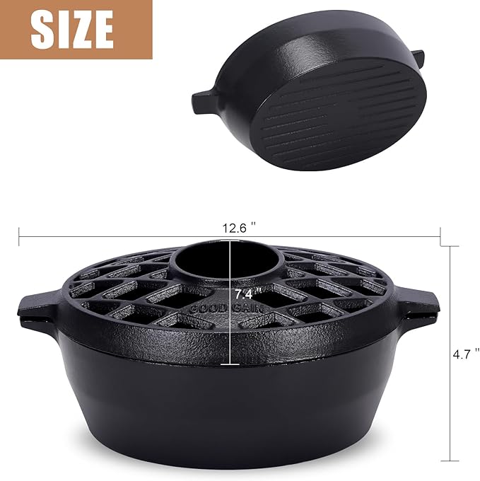 G Good Gain Wood Stove Steamer,Fireplace Humidifier,Cast Iron Humidifier for Stove, Matte Black Finish, Rust Resistant, Lattice Top, 2.5 Quart Capacity,Wood Burning Stove Indoor Decorative - Image 3