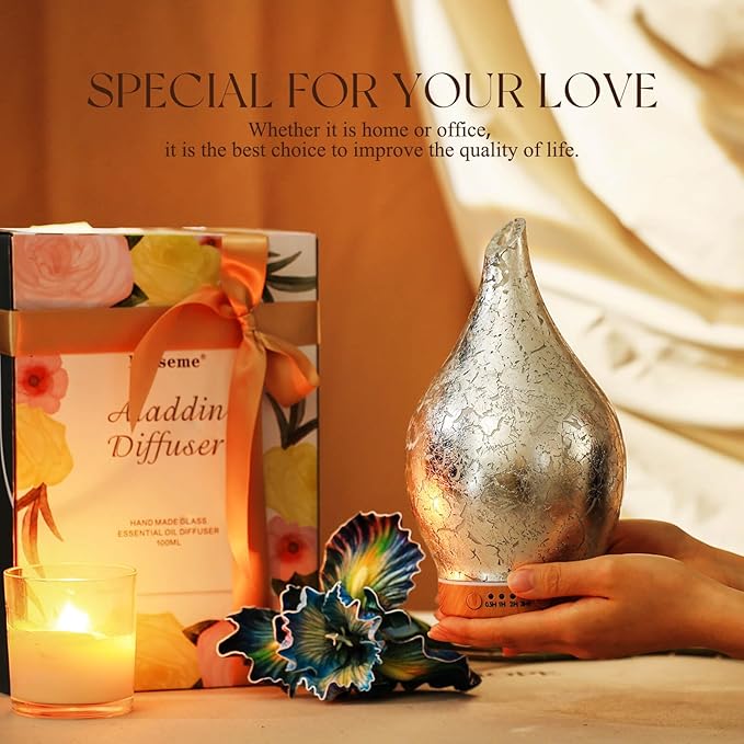 Porseme Essential Oil Diffuser Glass Aromatherapy Ultrasonic Humidifier, Air Refresh Auto Shut-Off, Timer Setting, BPA Free for Home Hotel Yoga Leisure SPA Gift 150ml Last 6H - Image 7