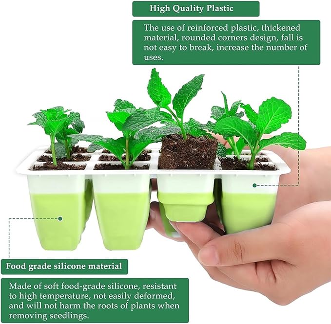 Seed Starter Tray, Seed Starting Trays with Adjustable Ventilation Humidity Planting Pot Plant Starter Kit Greenhouse Propagator Biodegradable Seedling Germination Trays Xmas (Green) - Image 3