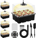NBPLUS Seed Starter Tray with Grow Light, 5 Pack 60 Cells Seed Starter kit with Humidity Dome and Base, Plant Seedling Trays Indoor Greenhouse Gardening (Black 5 Pack) by NBPLUS