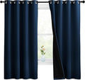 NICETOWN 100% Blackout Curtains with Black Liners, Thermal Insulated Full Blackout 2-Layer Lined Drapes, Energy Efficiency Window Draperies for Bedroom (Moroccan Blue, 2 Panels, 55" W by 68" L) by NICETOWN
