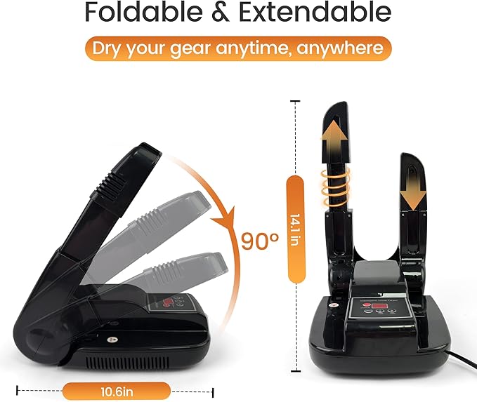 Boots and Shoes Dryer, Glove Dryer & Boot Warmer with Heat Blower, Portable Adjustable Rack and Timer, Folding Design & Quick Drying for Shoes, Gloves, Hats, Socks, Ski Boots - Image 7