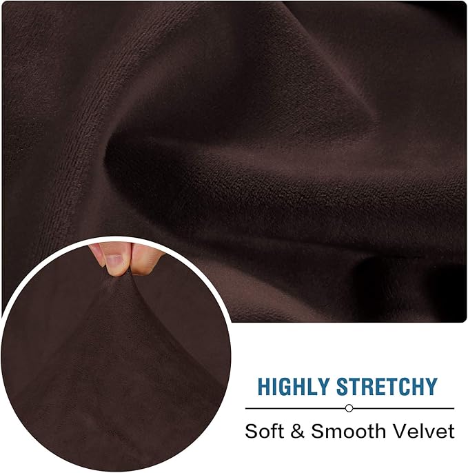 H.VERSAILTEX Velvet Stretch Couch Cushion Cover Plush Cushion Slipcover for Chair Loveseat Sofa Cushion Furniture Protector Seat Cushion Sofa Cover (2 Piece Medium Sofa Cushion Covers, Brown) - Image 5