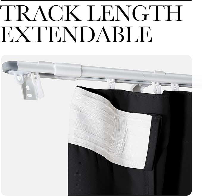 NICETOWN Doorway Curtain & Track Set, Blackout French Door Curtain with Smooth Track for Closet/Bay, Thermal Insulated Temporary Door for Living Room/Bedrrom Privacy, W 34 x L 80 in, Black, 1 Panel - Image 2