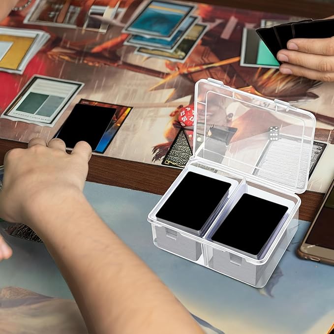 Vicenpal 300 Card Storage Box Compatible with Mtg TCG Clear Plastic Trading Card Storage Box with Removable Divider Hard Trading Deck Case for Baseball Football Game Organizer Collector(4 Pcs) - Image 5